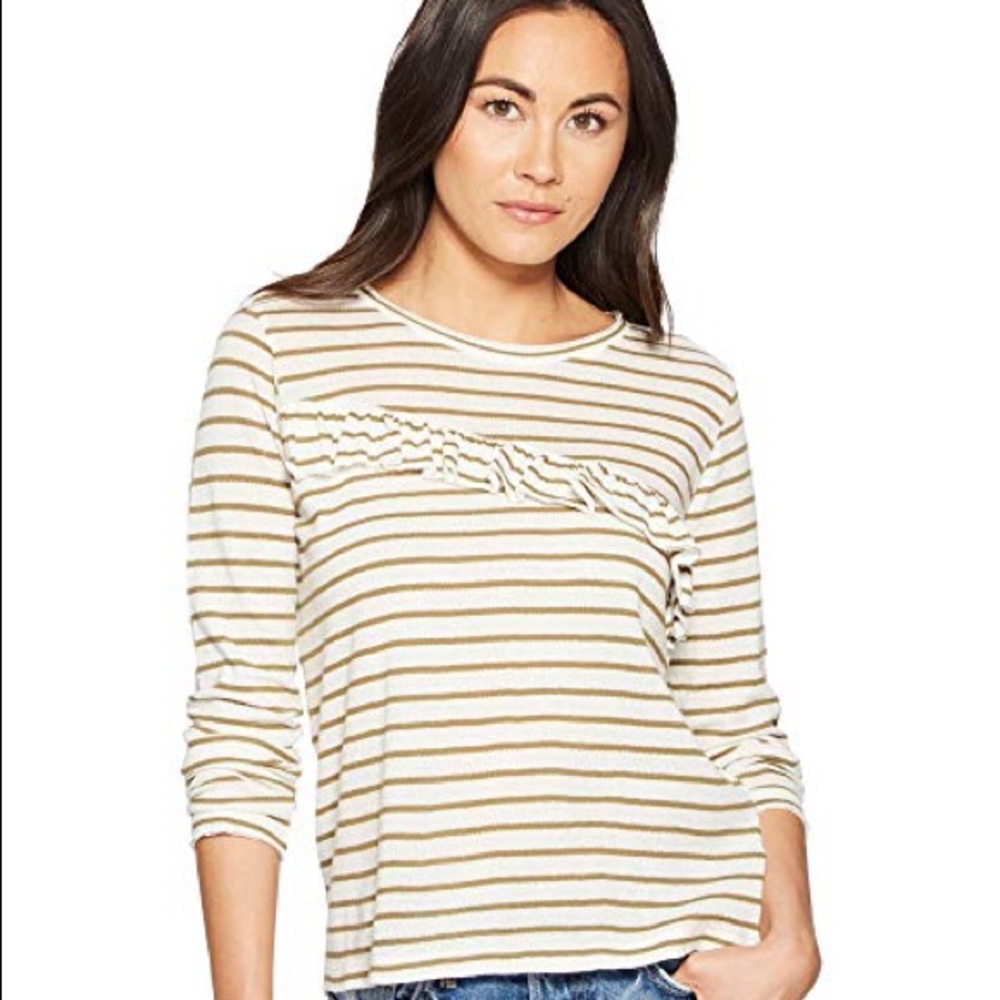 NWT Lucky Brand Stripe Asymmetrical Ruffle Top